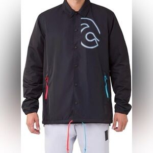 ASICS Men's Black Windbreaker Jacket with Reflective Crest